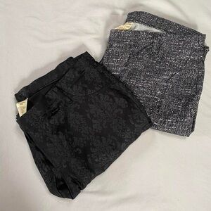 Two Pair of Faded Glory Black Damask & Grey Tweed Women's Jeggings